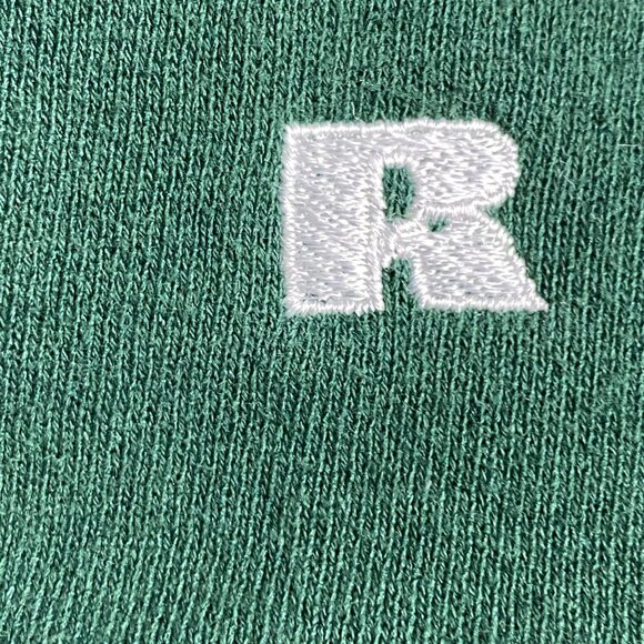 Vintage Russell Athletic Womens Green sleeve stripes Full-Zip short sweatshirt L - Picture 11 of 11